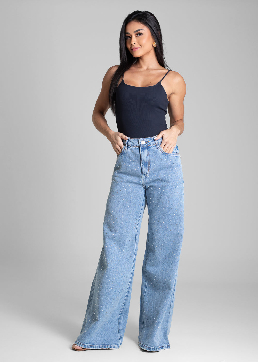 Calça Jeans Sawary Super Wide Leg - 282624 AZUL