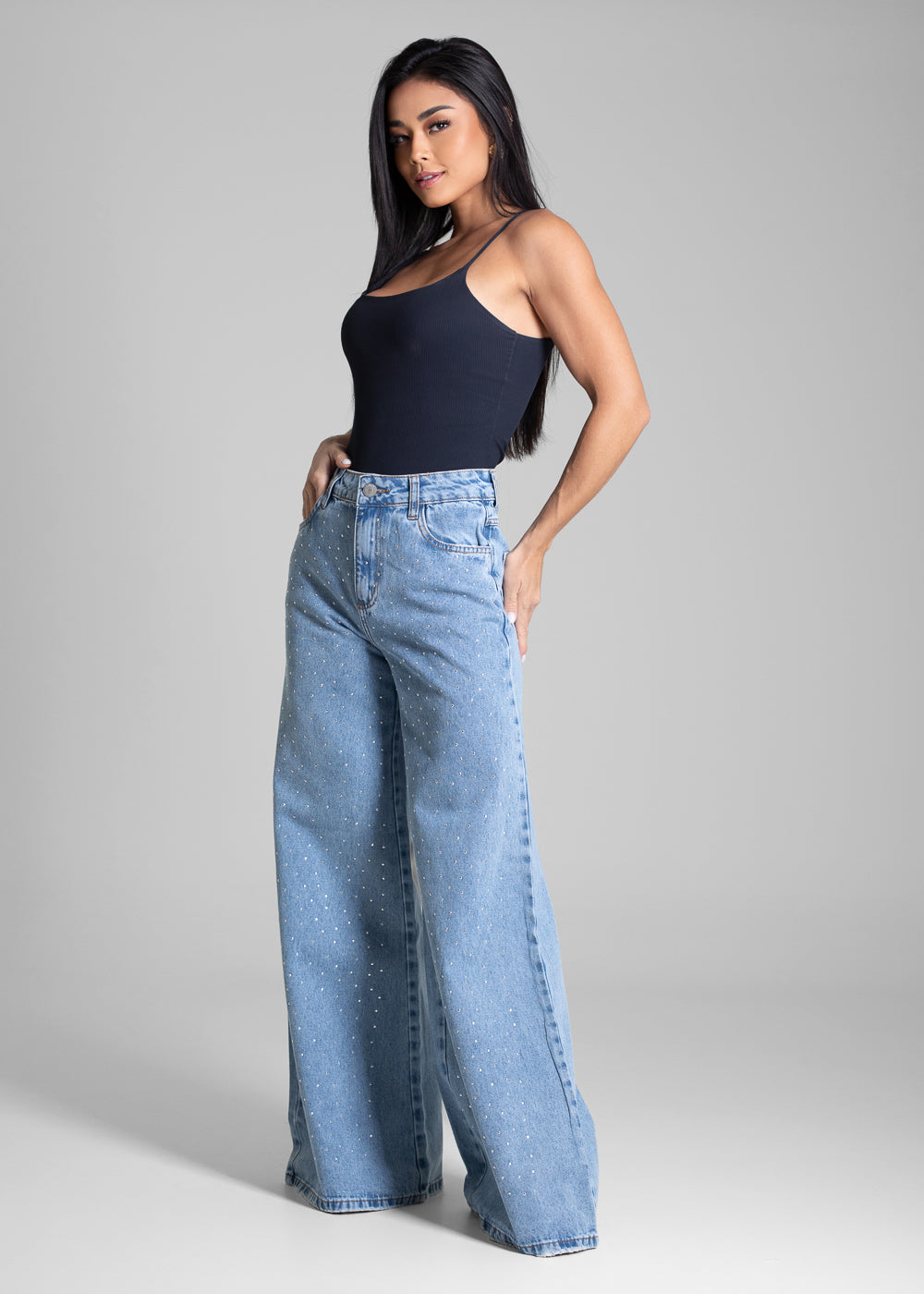 Calça Jeans Sawary Super Wide Leg - 282624 AZUL