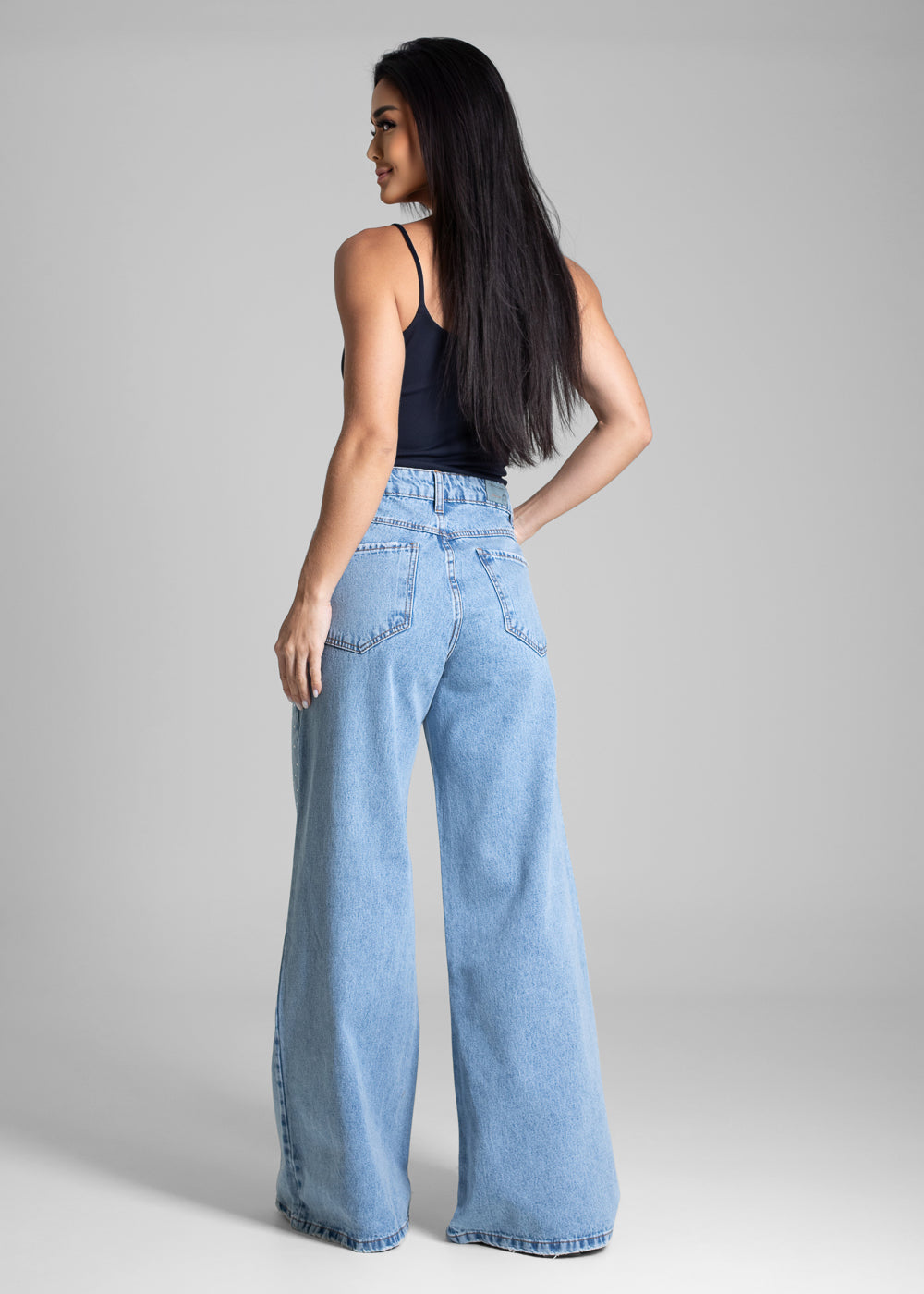 Calça Jeans Sawary Super Wide Leg - 282624 AZUL