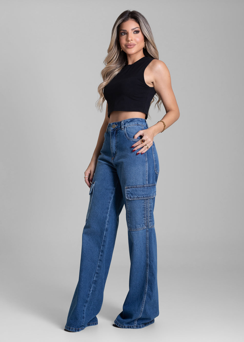 Calça Jeans Sawary Wide Leg - 282633 AZUL