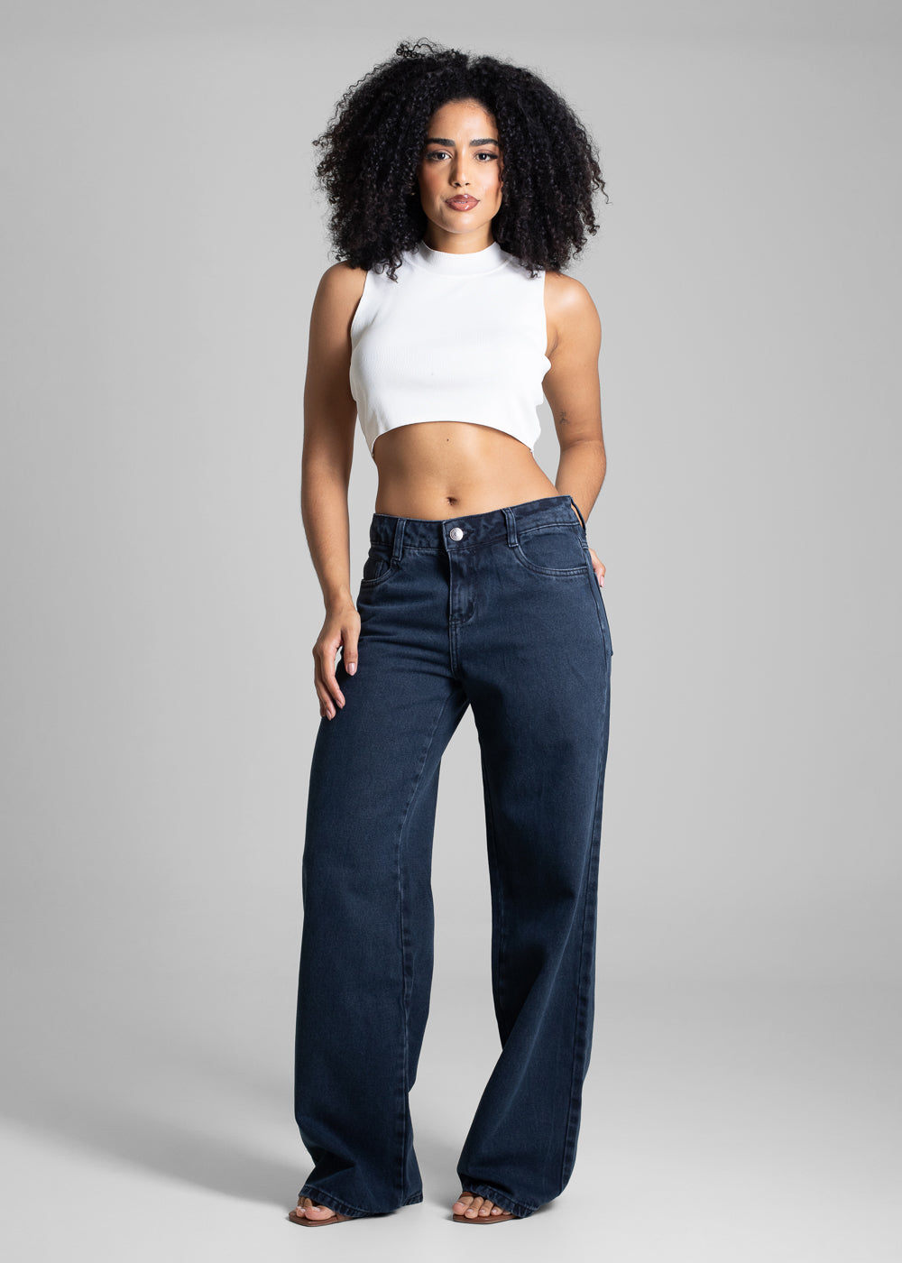 Calça Jeans Sawary Wide Leg - 282652 PRETO