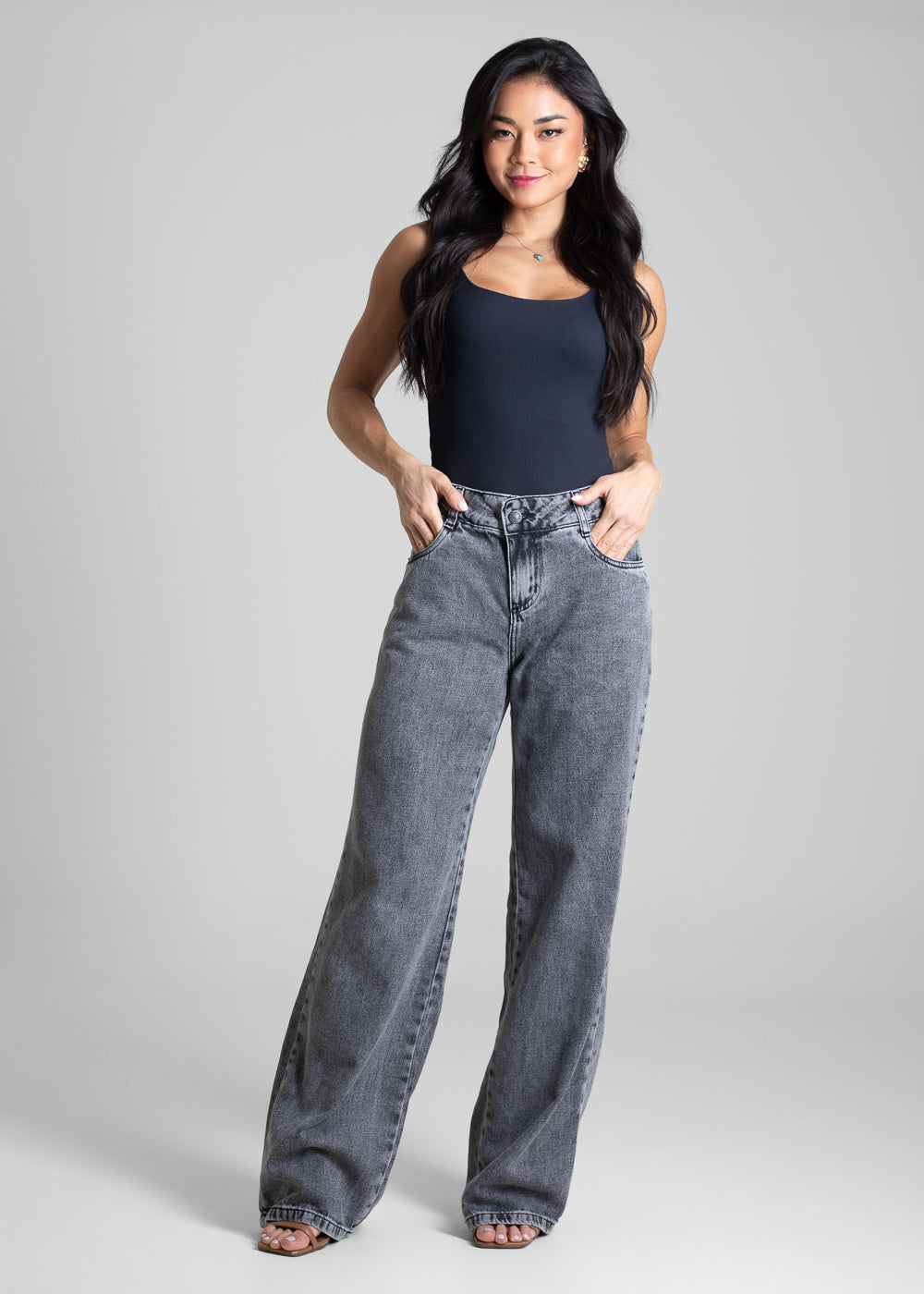 Calça Jeans Sawary Wide Leg - 282667 PRETO