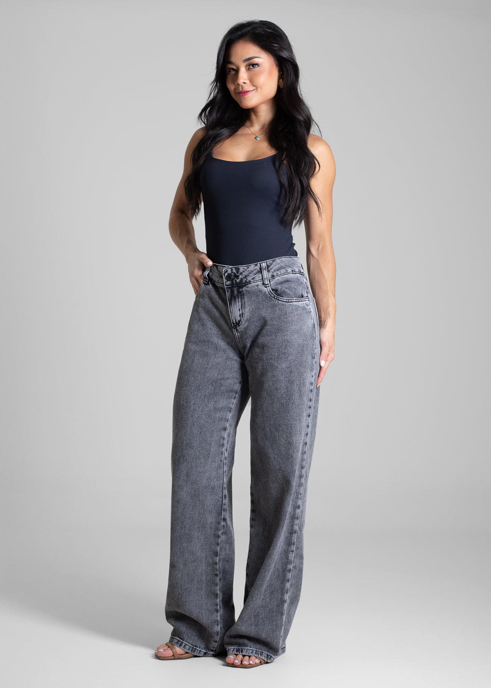 Calça Jeans Sawary Wide Leg - 282667 PRETO