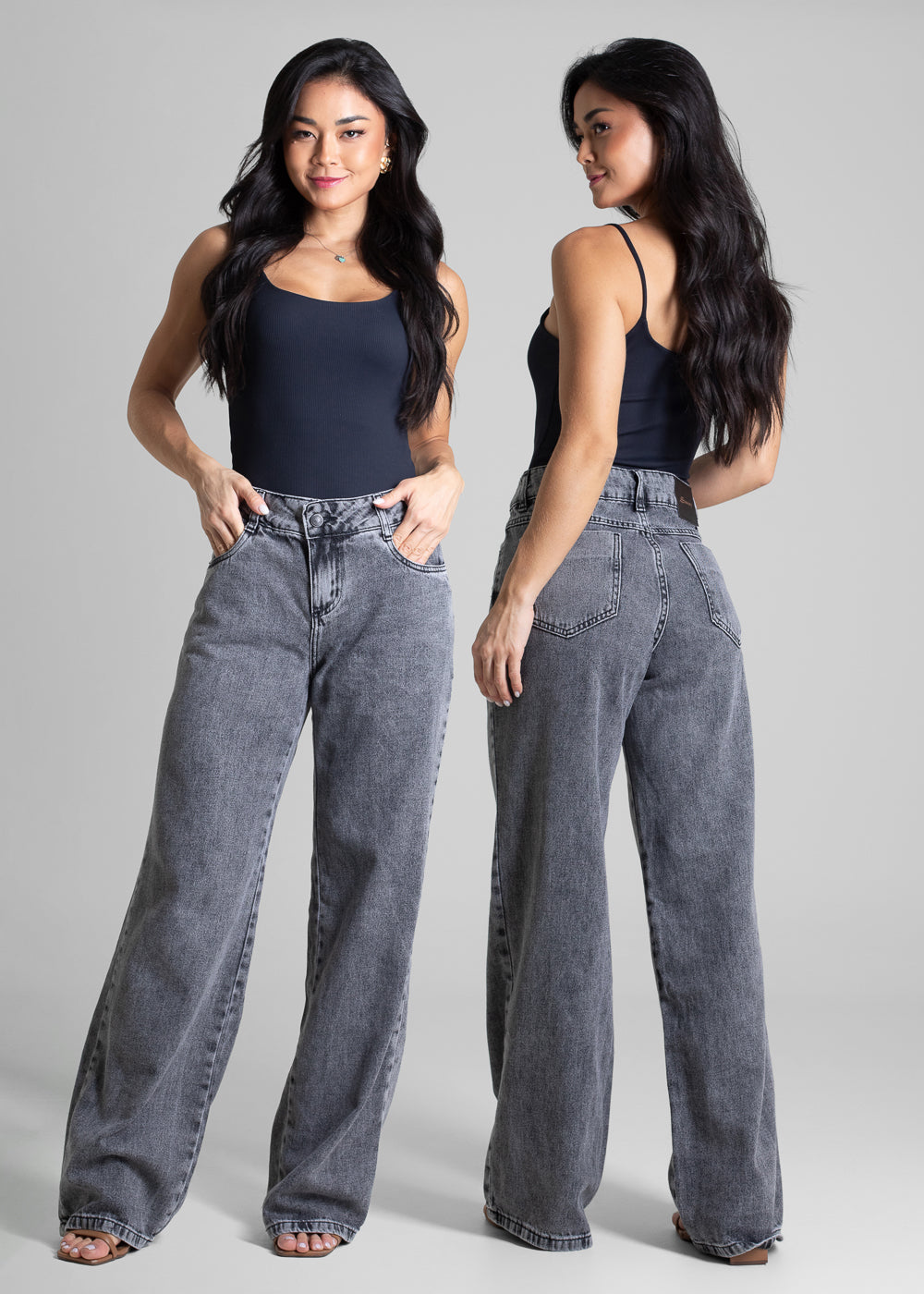 Calça Jeans Sawary Wide Leg - 282667 PRETO