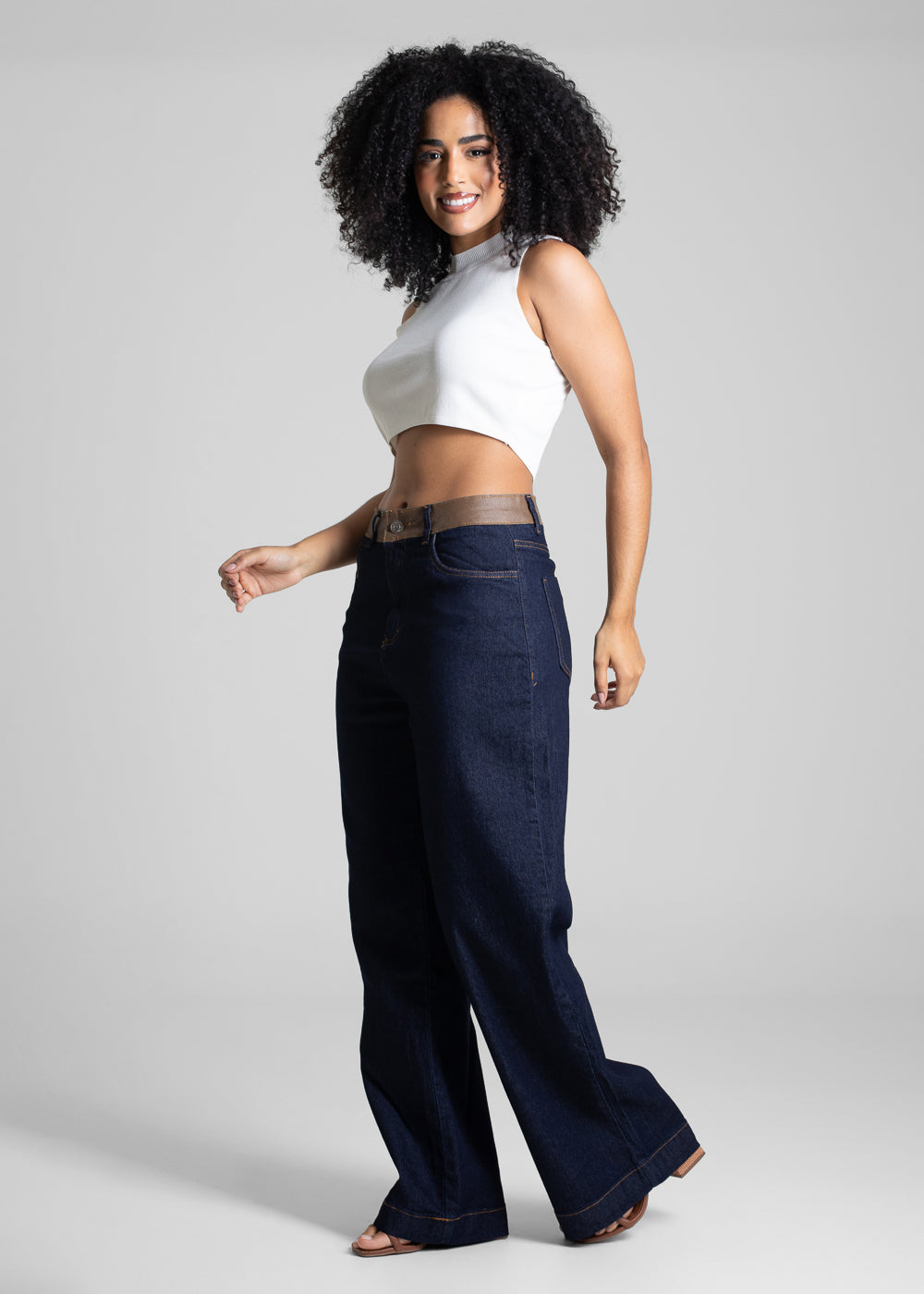 Calça Jeans Sawary Wide Leg Petit - 282668 AZUL