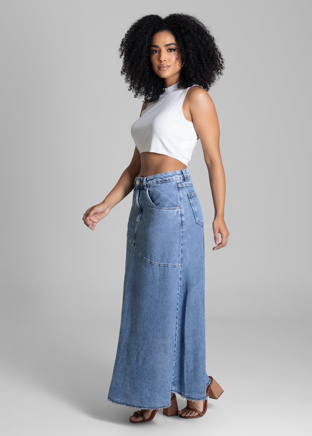Saia Jeans Sawary Midi - 282696 AZUL