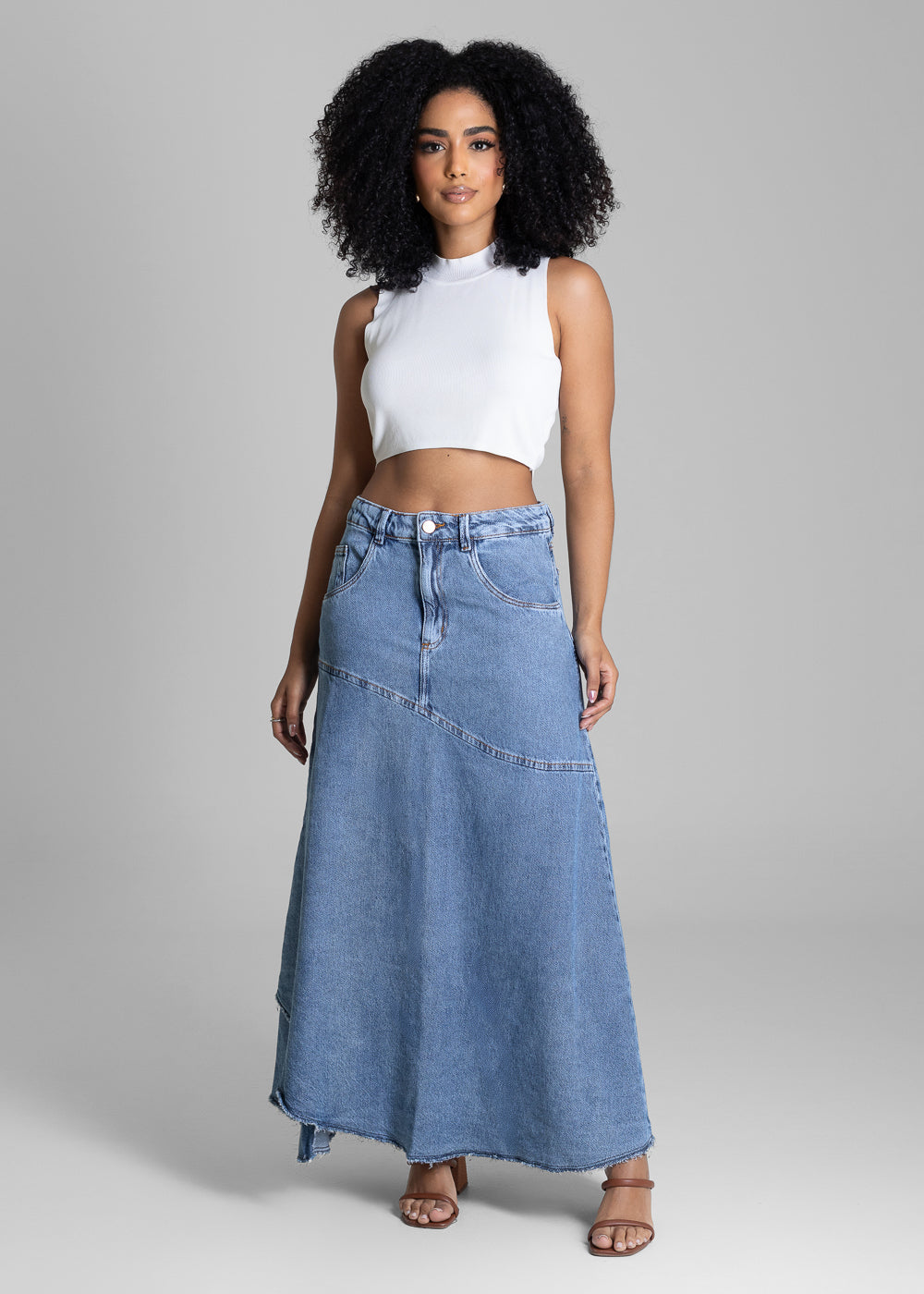 Saia Jeans Sawary Midi - 282696 AZUL