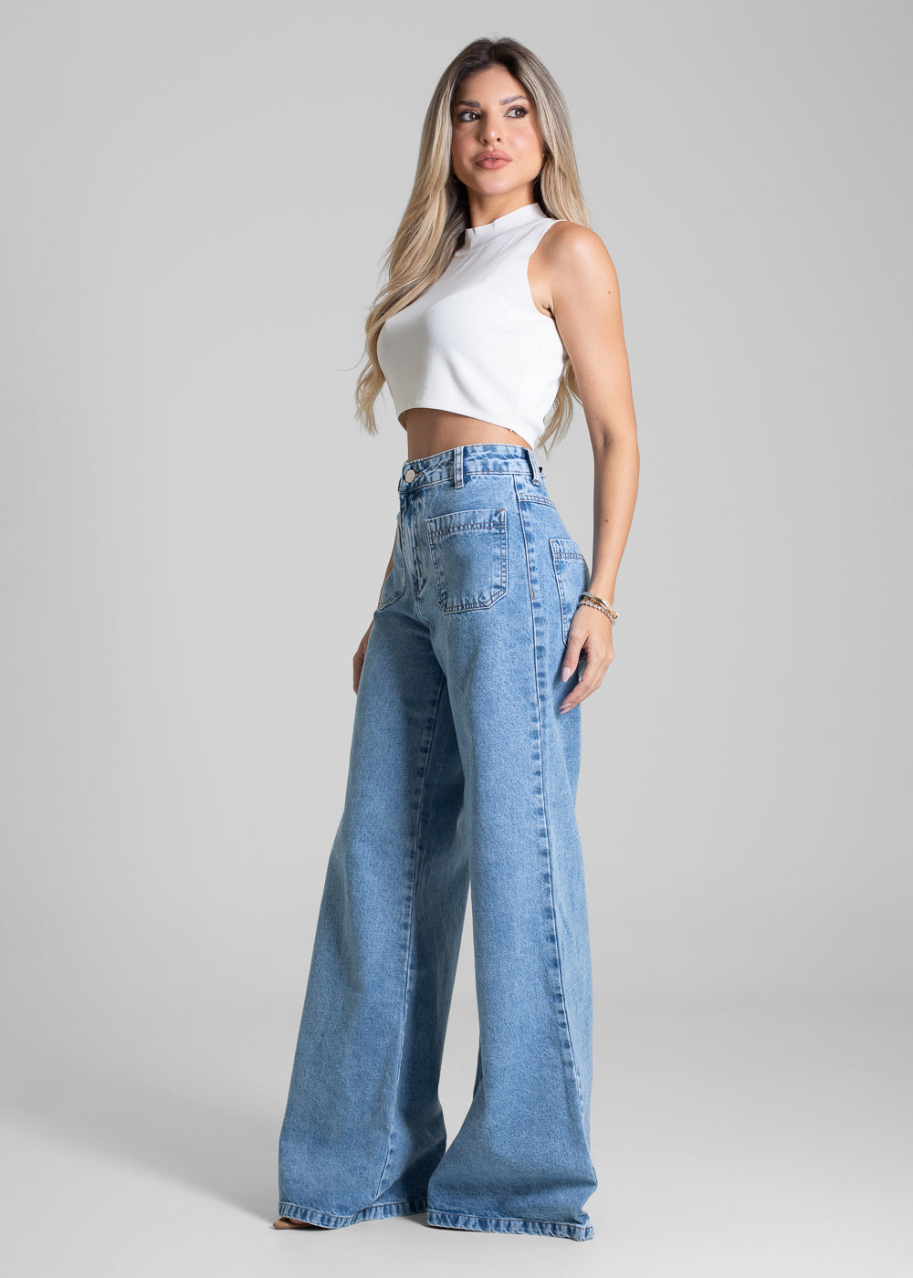 Calça Jeans Sawary Super Wide Leg - 282712 AZUL