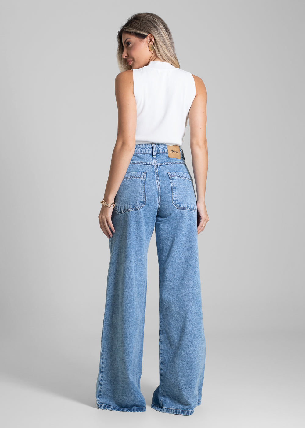Calça Jeans Sawary Super Wide Leg - 282712 AZUL