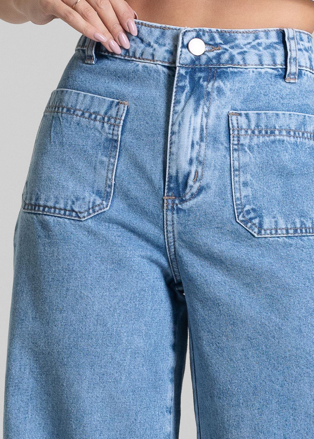 Calça Jeans Sawary Super Wide Leg - 282712 AZUL