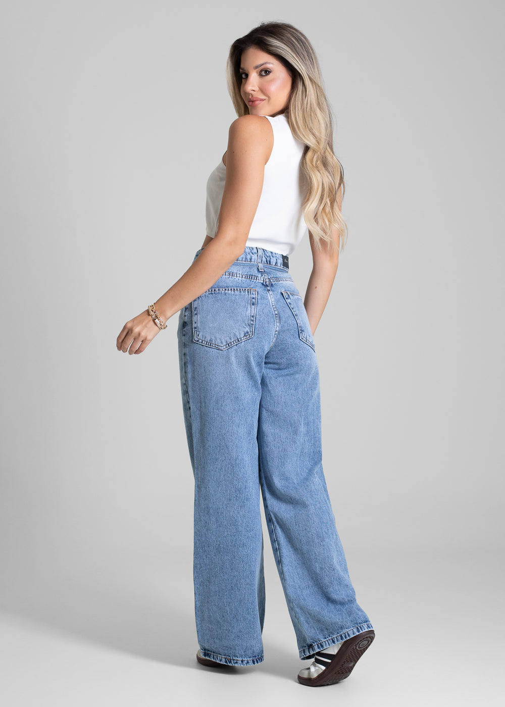 Calça Jeans Sawary Wide Leg Petit - 282724 AZUL