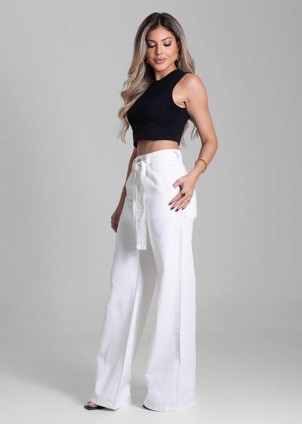 Calça Sarja Sawary Wide Leg - 282744 PT
