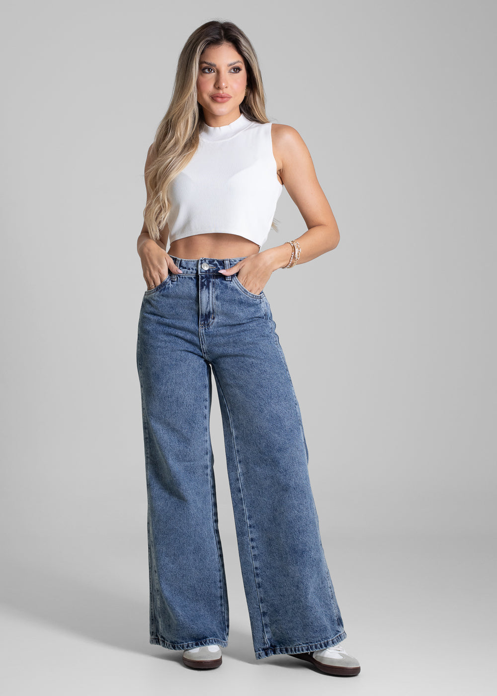 Calça Jeans Sawary Wide Leg Petit - 282747 AZUL