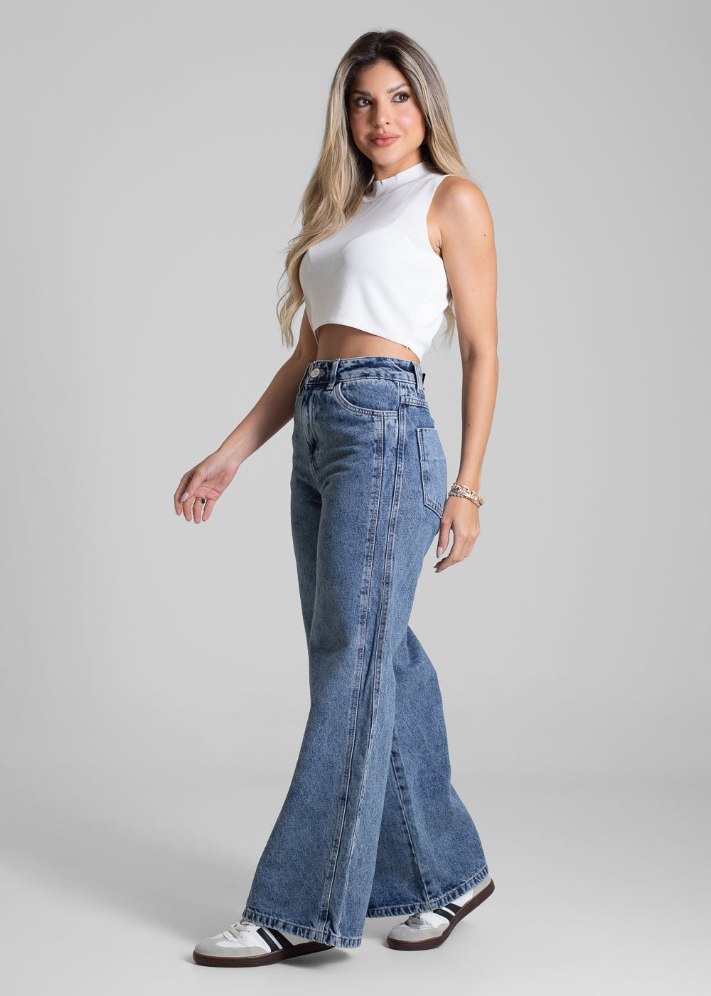 Calça Jeans Sawary Wide Leg Petit - 282747 AZUL