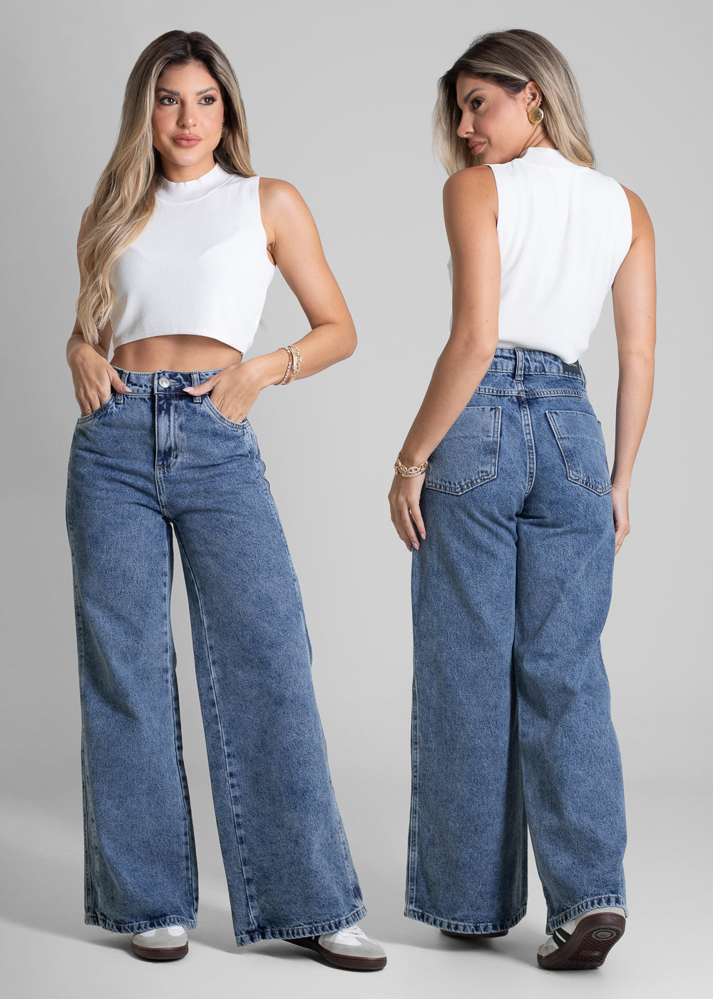 Calça Jeans Sawary Wide Leg Petit - 282747 AZUL