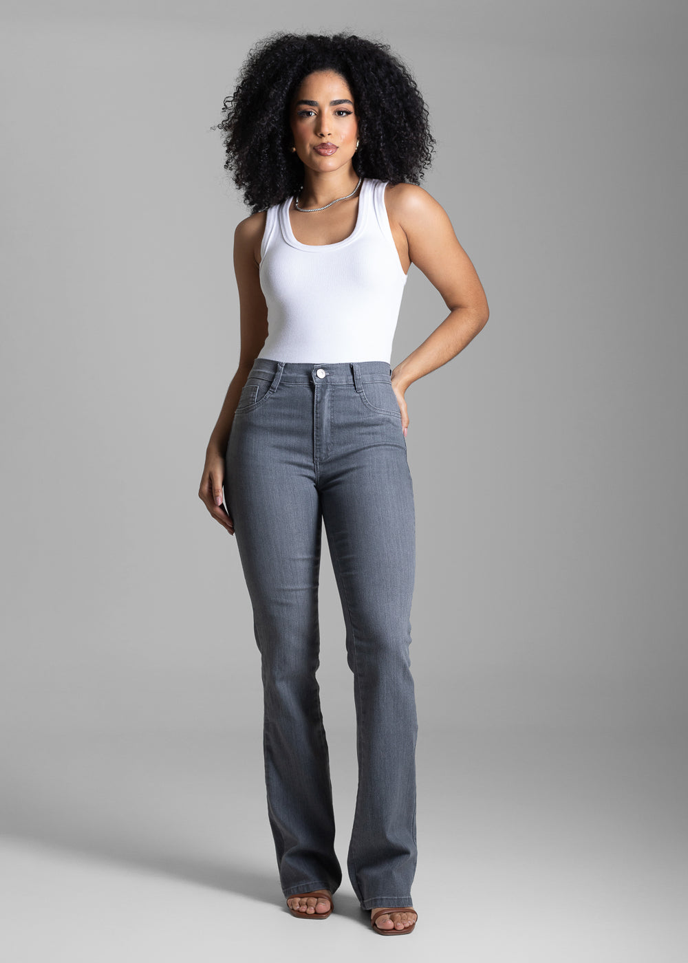 Calça Sarja Sawary Boot Cut - 282756 CINZA