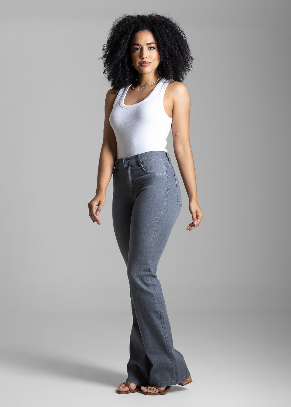 Calça Sarja Sawary Boot Cut - 282756 CINZA