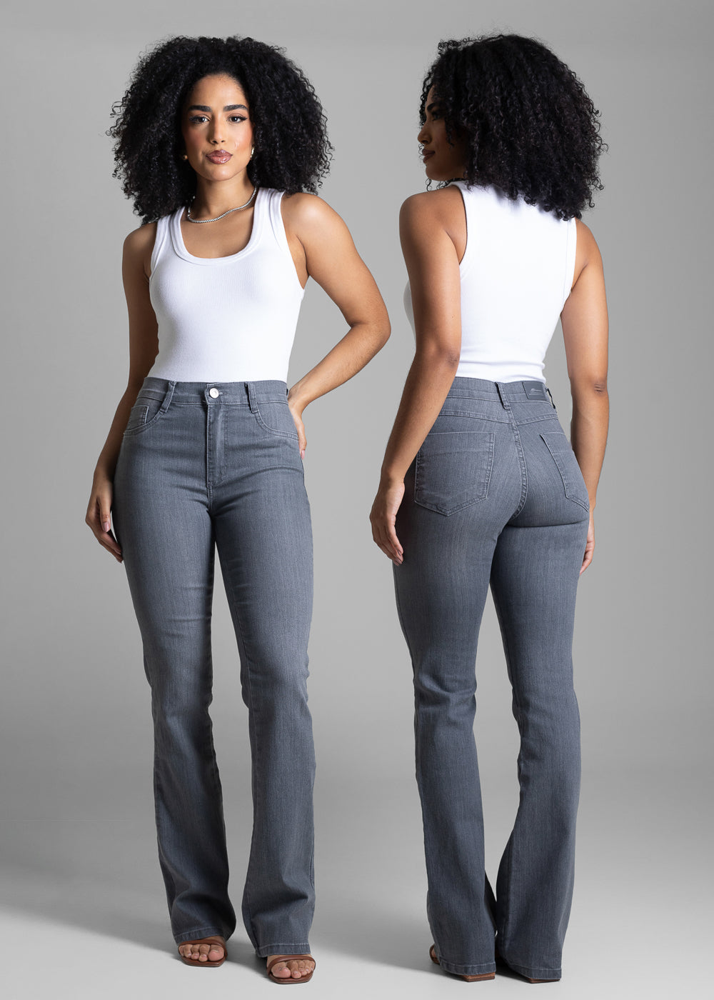 Calça Sarja Sawary Boot Cut - 282756 CINZA