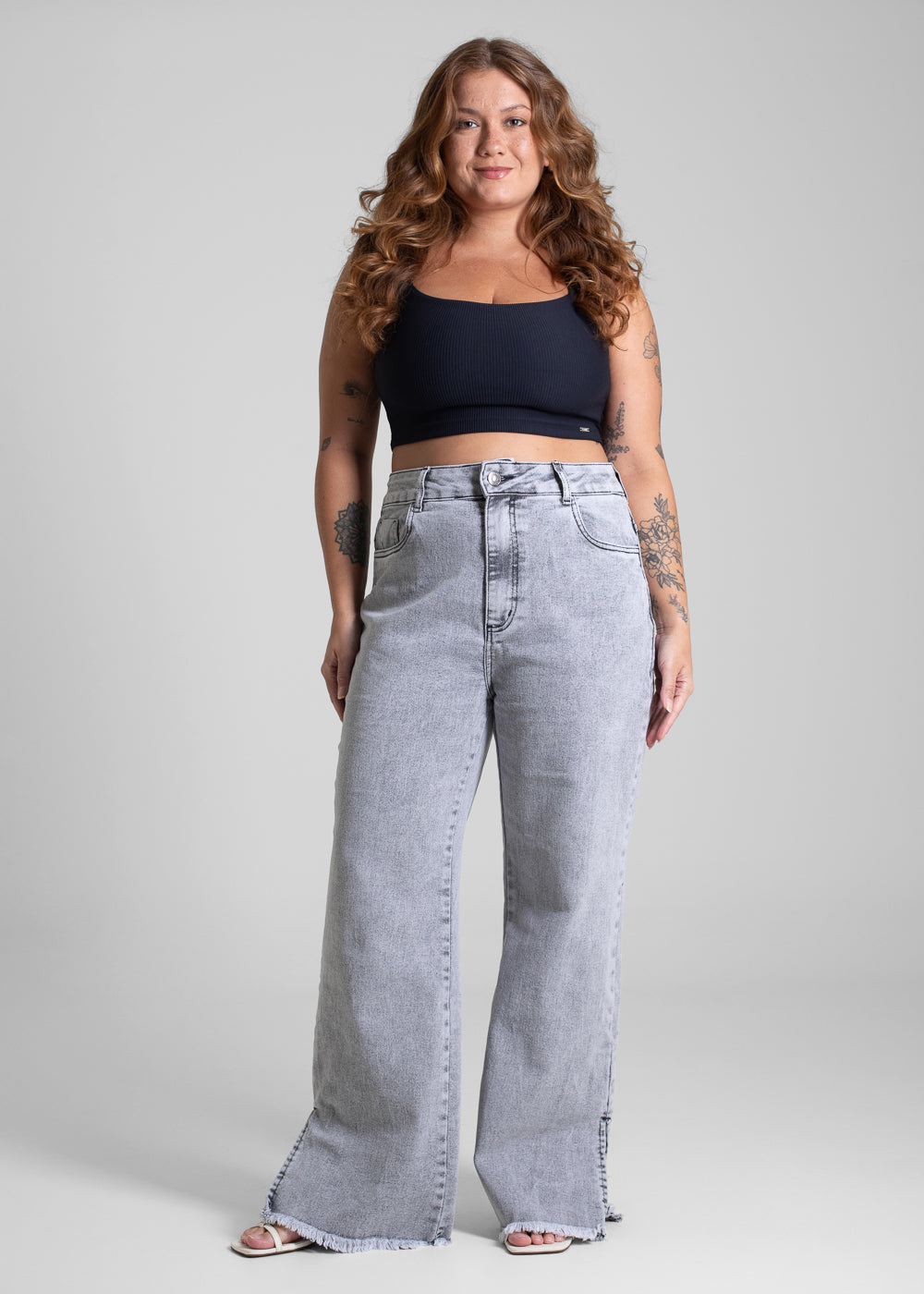 Calça Jeans Sawary Wide Leg - 282806 PRETO