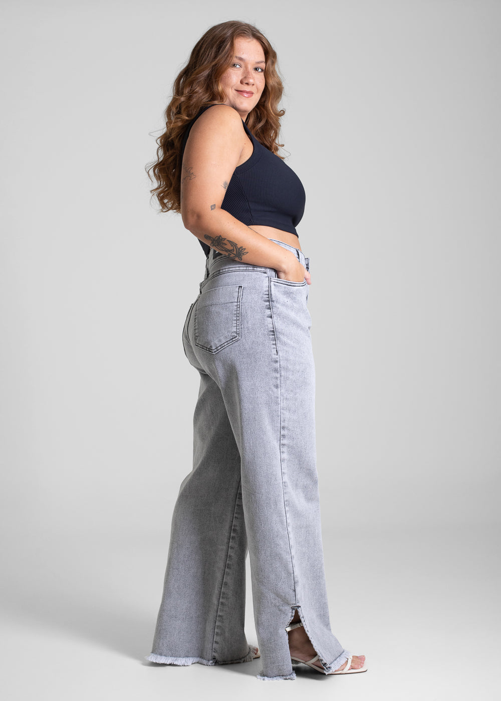 Calça Jeans Sawary Wide Leg - 282806 PRETO