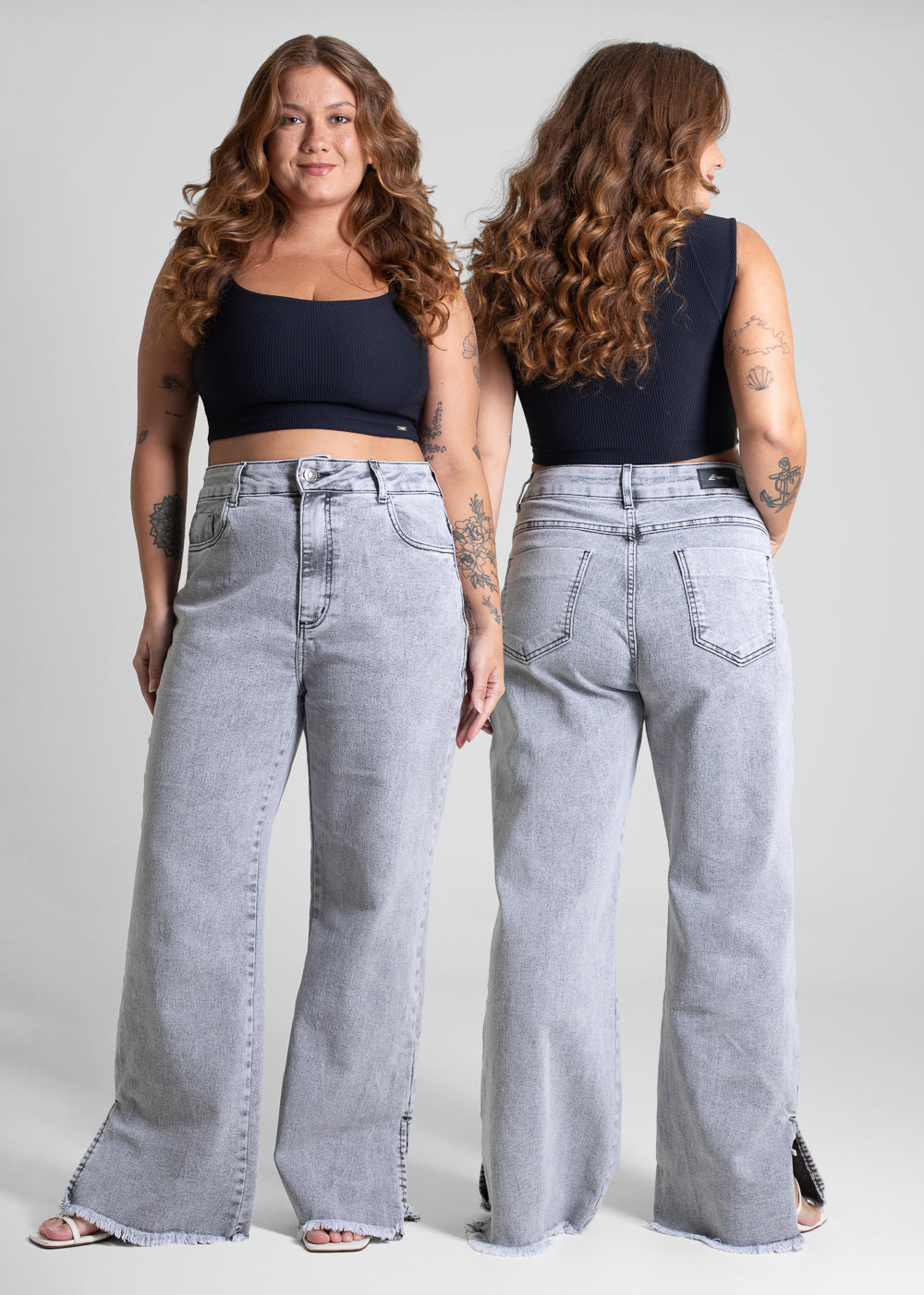 Calça Jeans Sawary Wide Leg - 282806 PRETO