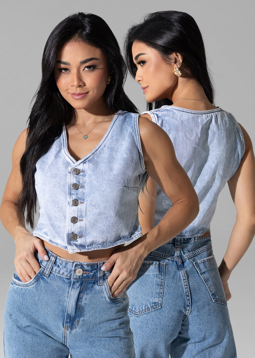 Colete Jeans Sawary - 282809 AZUL