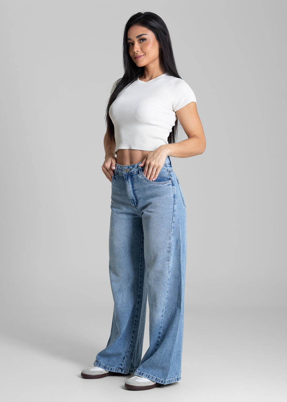 Calça Jeans Sawary Wide Leg Petit - 282816 AZUL