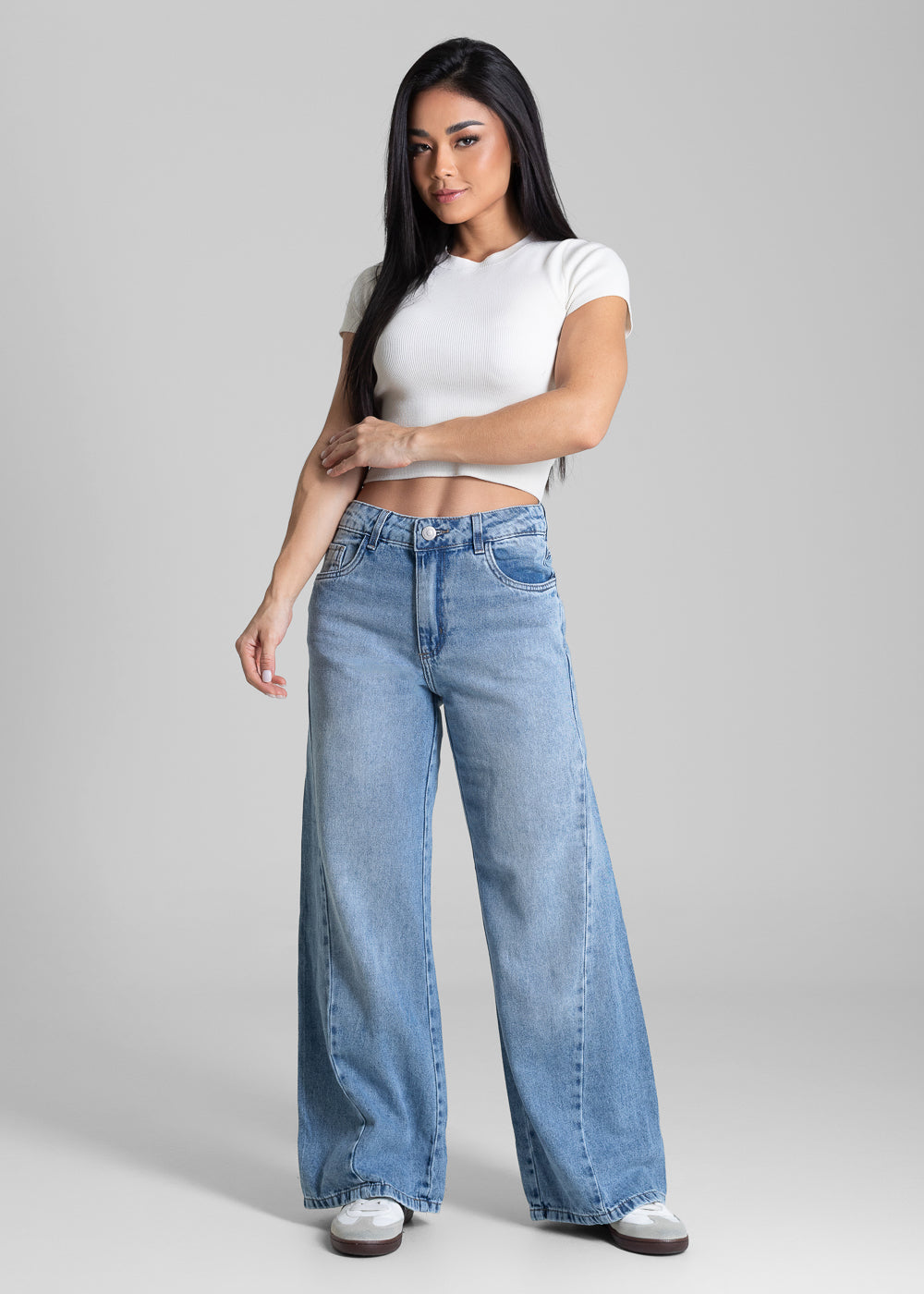 Calça Jeans Sawary Wide Leg Petit - 282816 AZUL