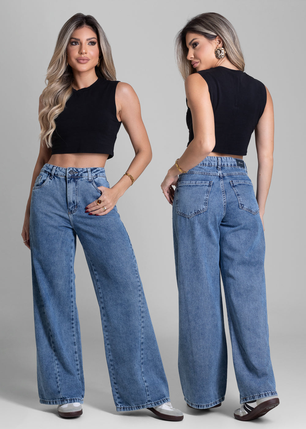Calça Jeans Sawary Wide Leg Petit -  282817 AZUL