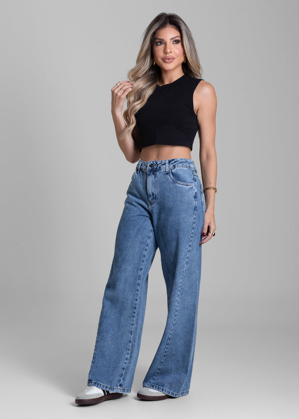 Calça Jeans Sawary Wide Leg Petit -  282817 AZUL
