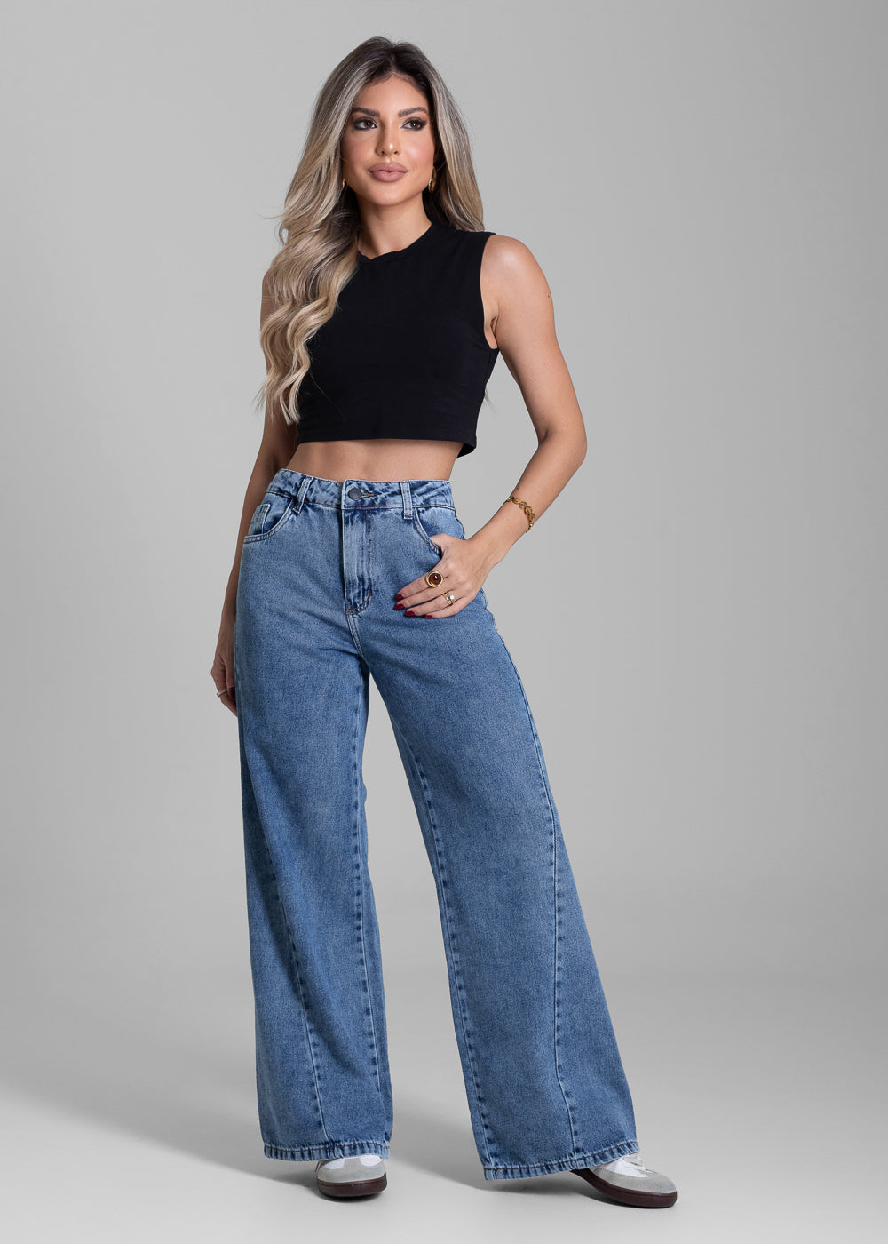 Calça Jeans Sawary Wide Leg Petit -  282817 AZUL