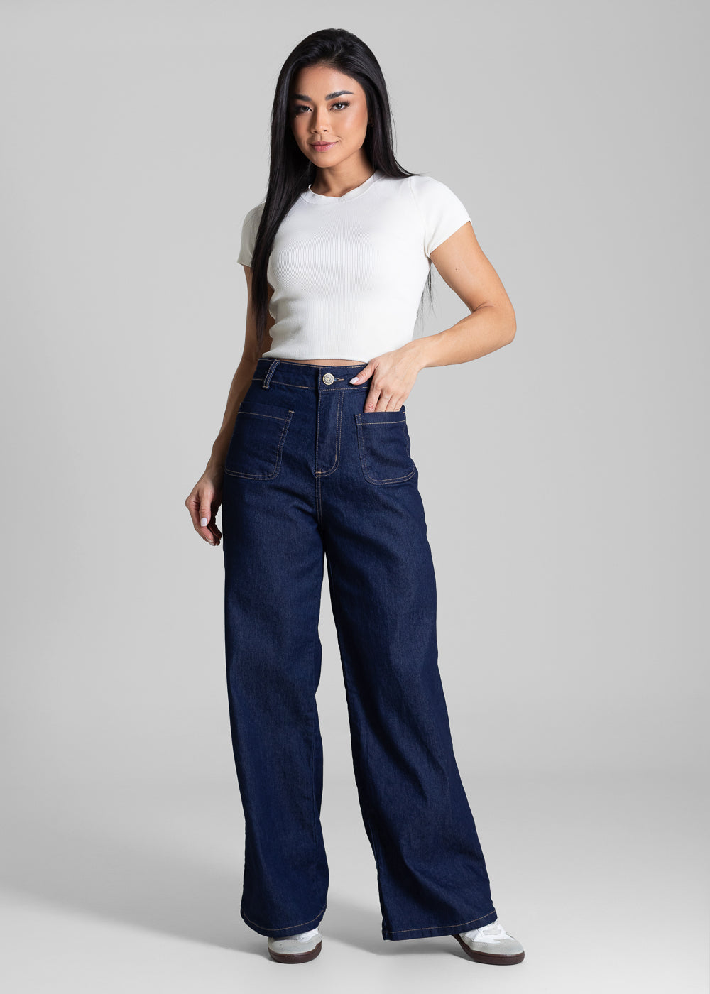 Calça Jeans Sawary Wide Leg Petit - 282842 AZUL