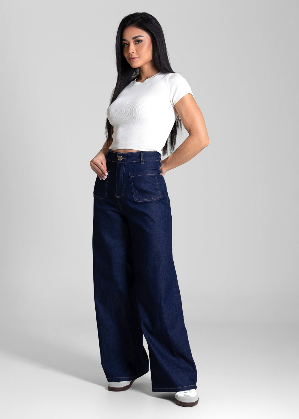 Calça Jeans Sawary Wide Leg Petit - 282842 AZUL