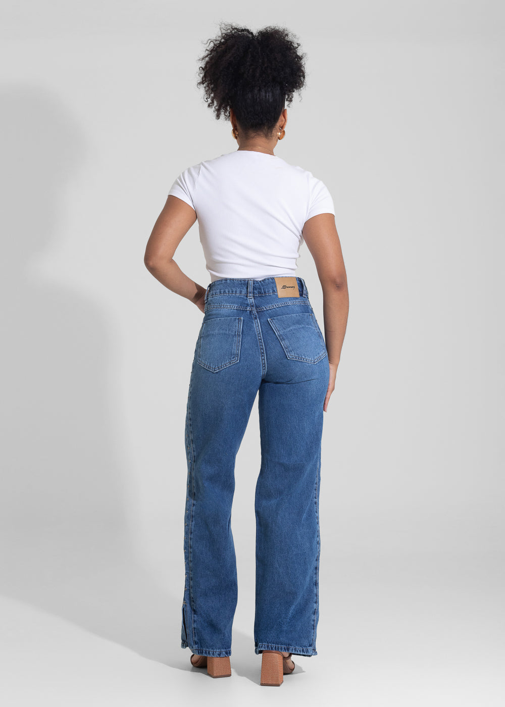 Calça Jeans Sawary Wide Leg Strass - 282871 AZUL