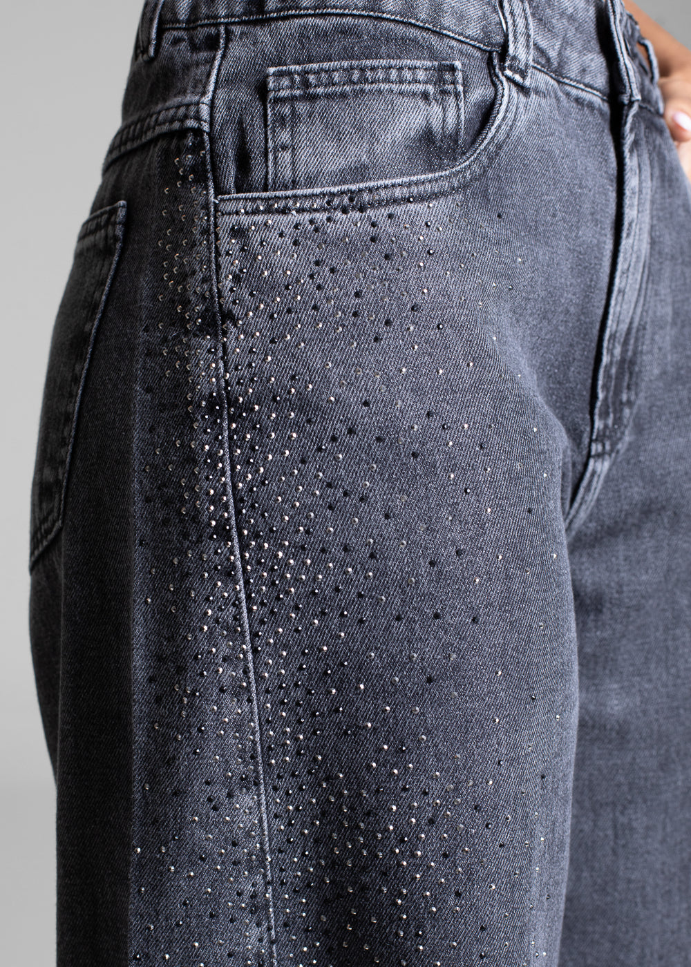 Calça Jeans Sawary Barrel Brilho - 282883 PRETO