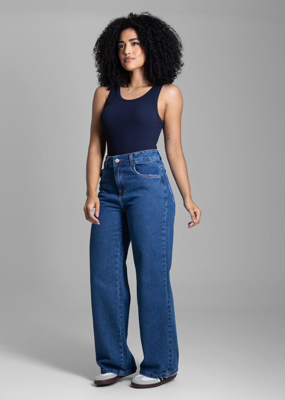 Calça Jeans Sawary Wide Leg Petit - 282884 AZUL