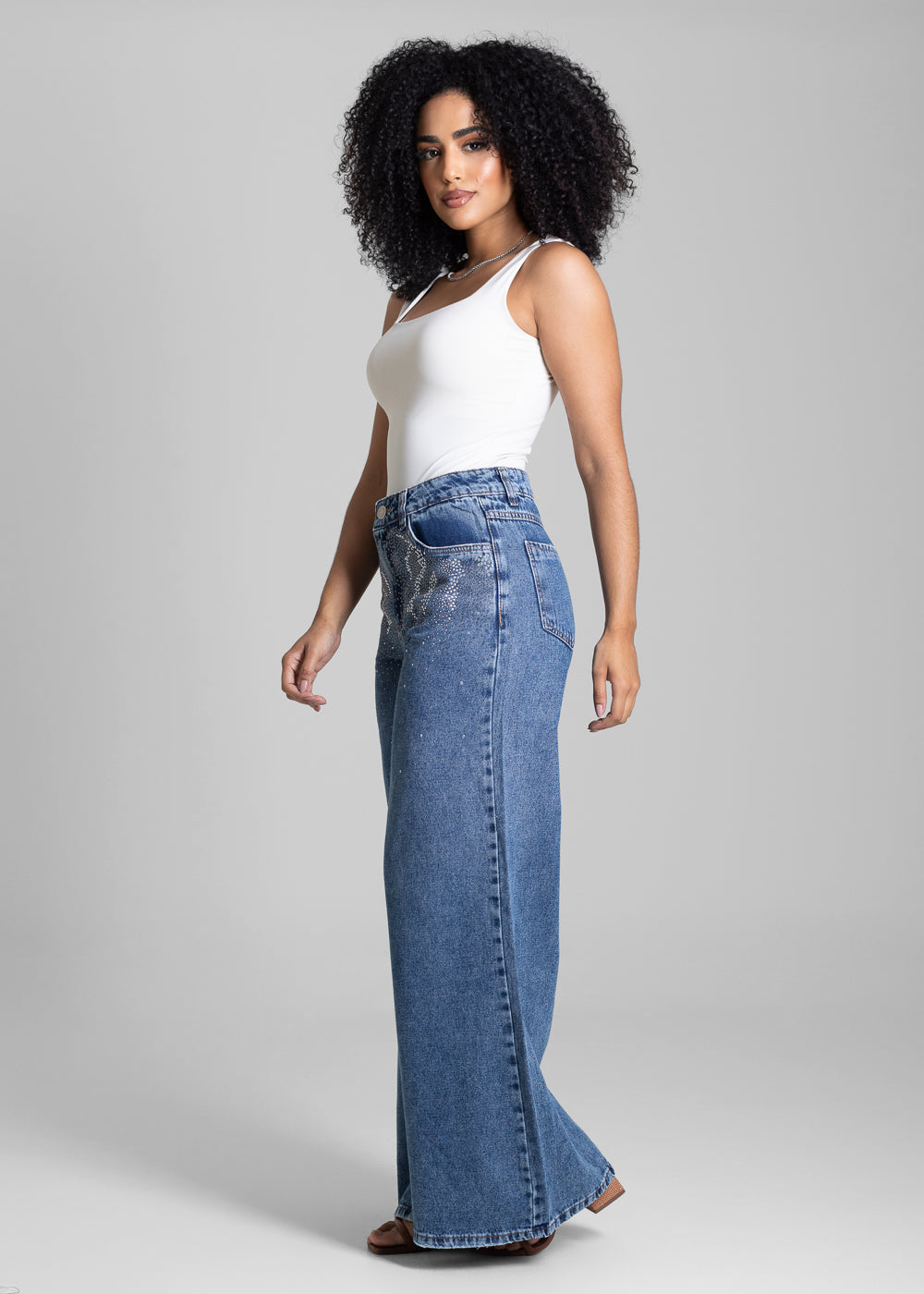 Calça Jeans Sawary Super Wide Leg - 282902 AZUL