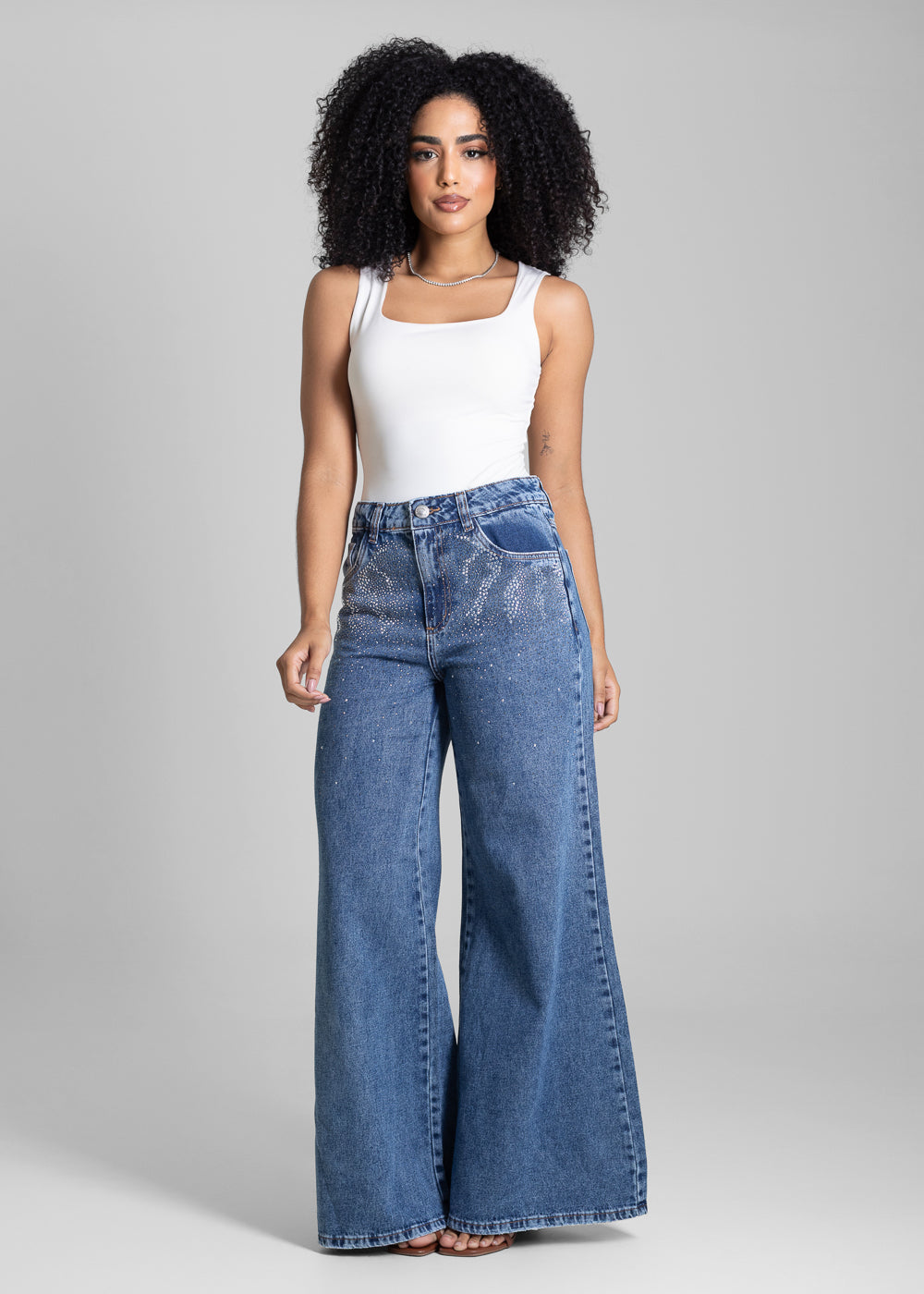 Calça Jeans Sawary Super Wide Leg - 282902 AZUL