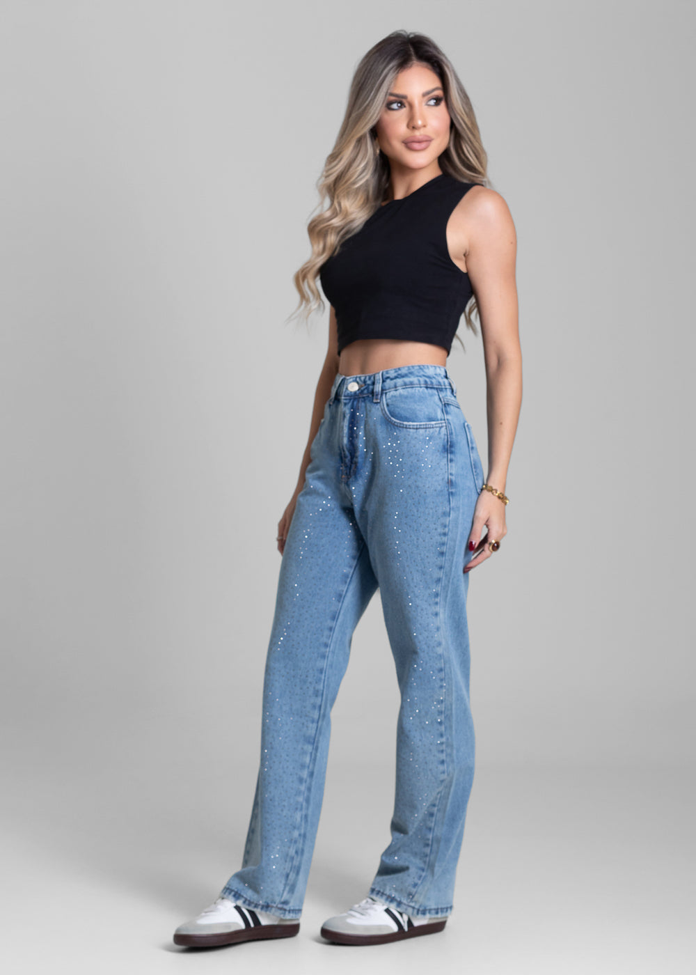 Calça Jeans Sawary Reta Brilho - 282903 AZUL