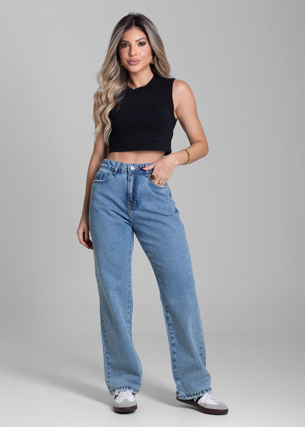 Calça Jeans Sawary Reta Brilho - 282903 AZUL