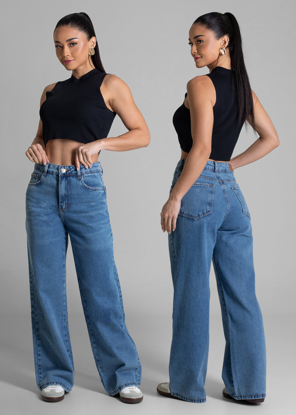 Calça Jeans Sawary Wide Leg Petit - 282913 AZUL