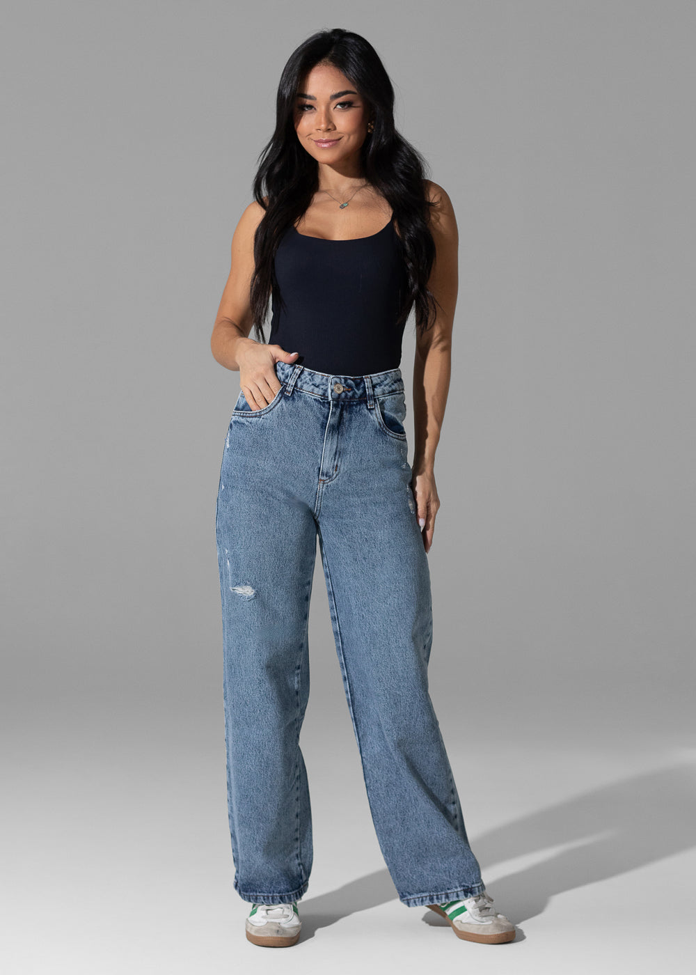 Calça Jeans Sawary Wide Leg Petit - 282915 AZUL