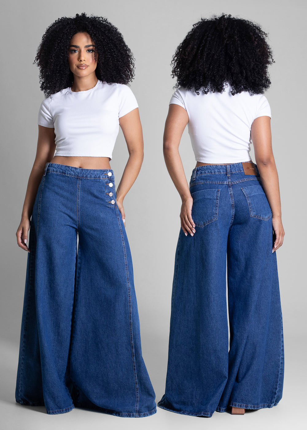 Calça Jeans Sawary Super Wide Leg - 282928 AZUL