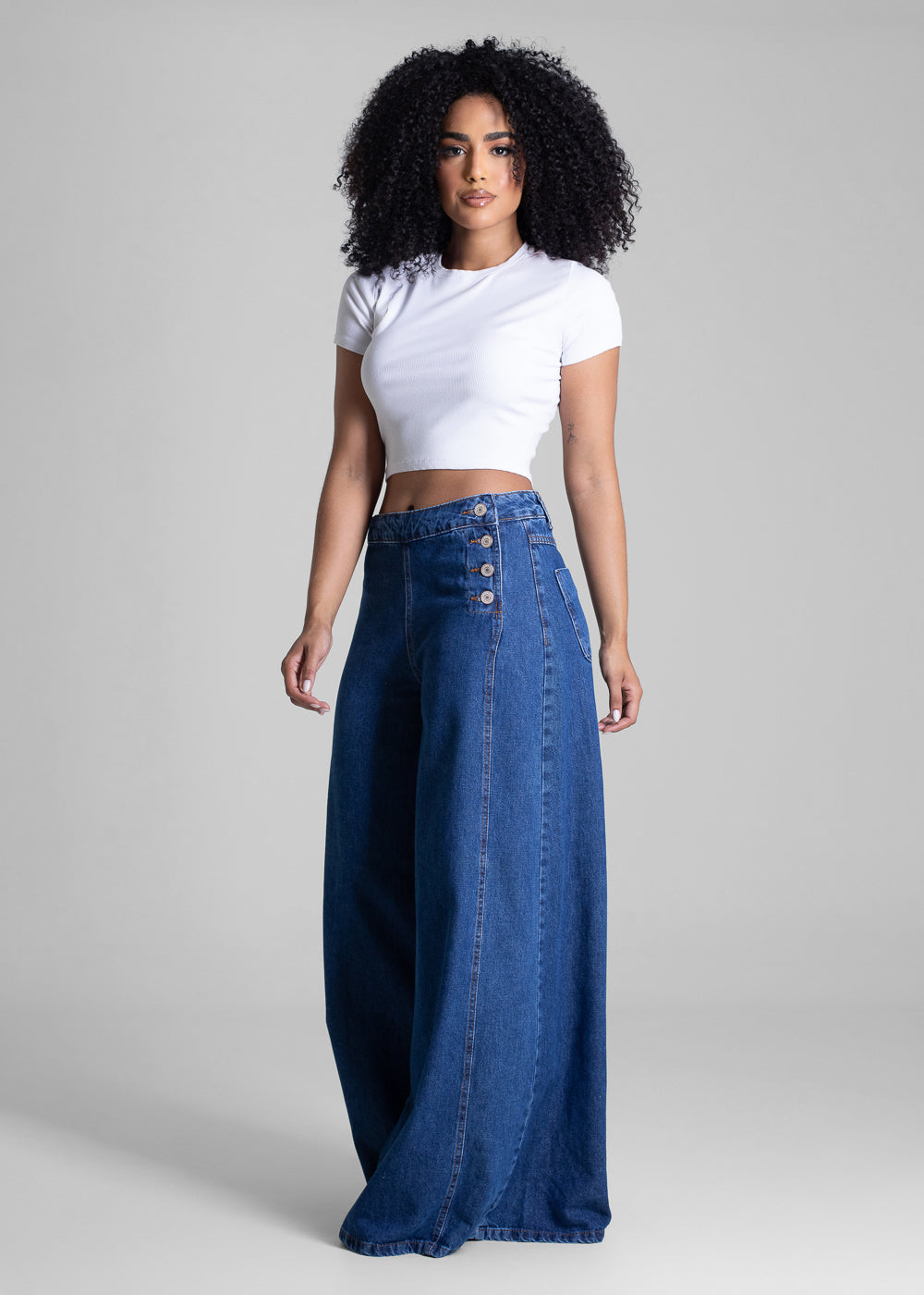Calça Jeans Sawary Super Wide Leg - 282928 AZUL