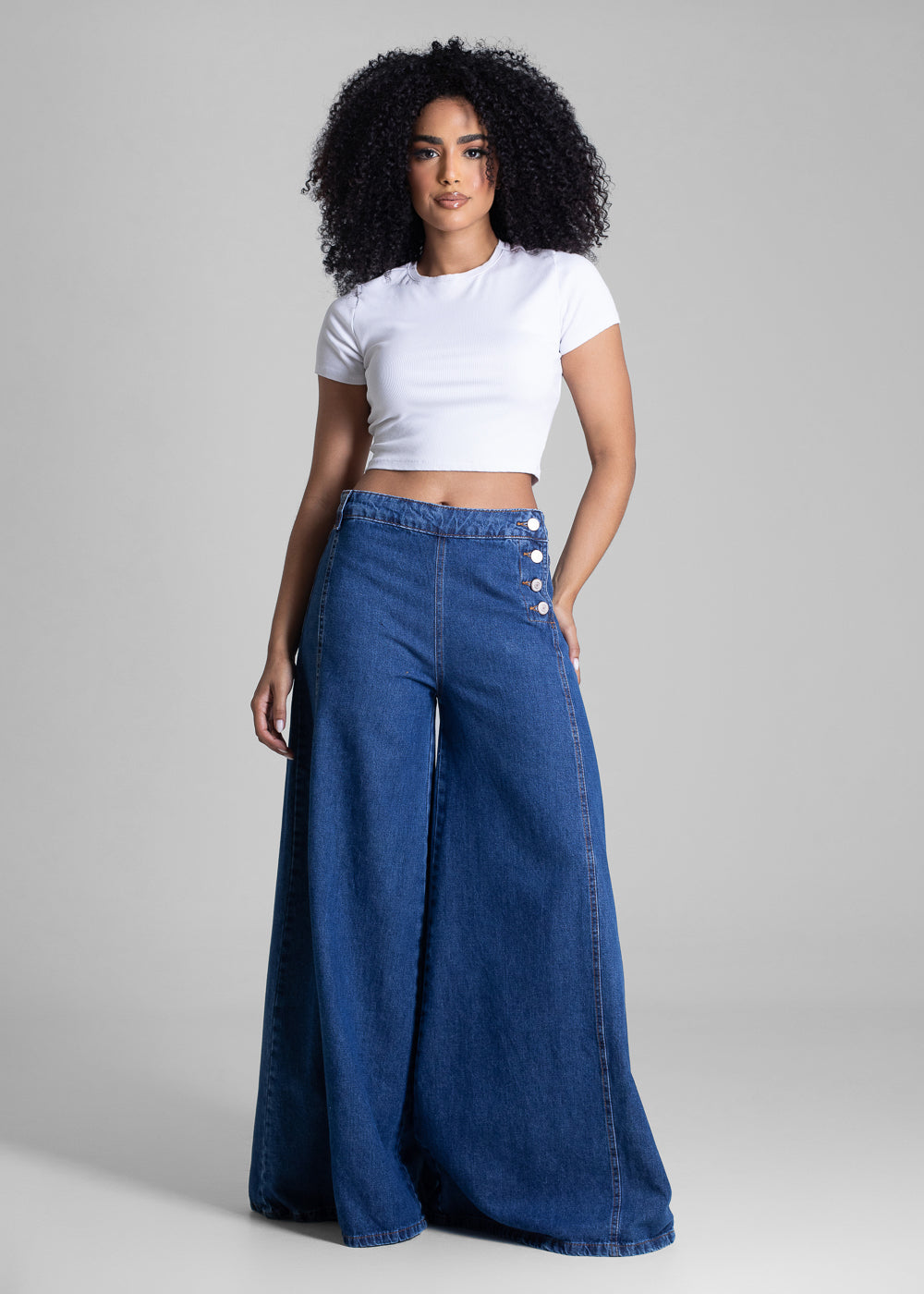 Calça Jeans Sawary Super Wide Leg - 282928 AZUL