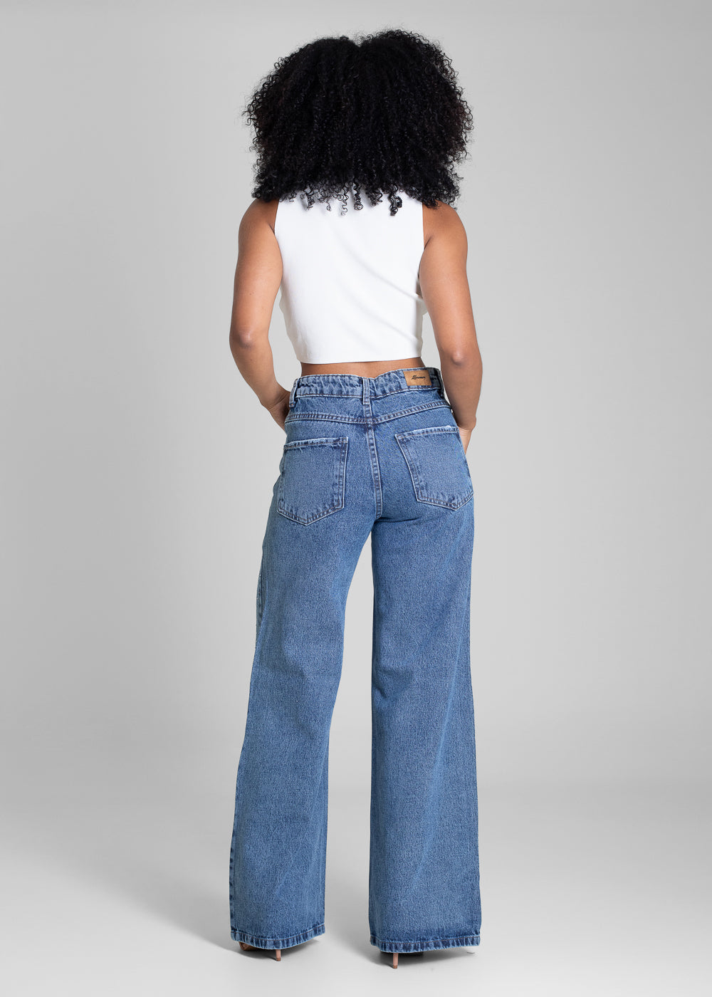 Calça Jeans Sawary Wide Leg Brilho - 282938 AZUL