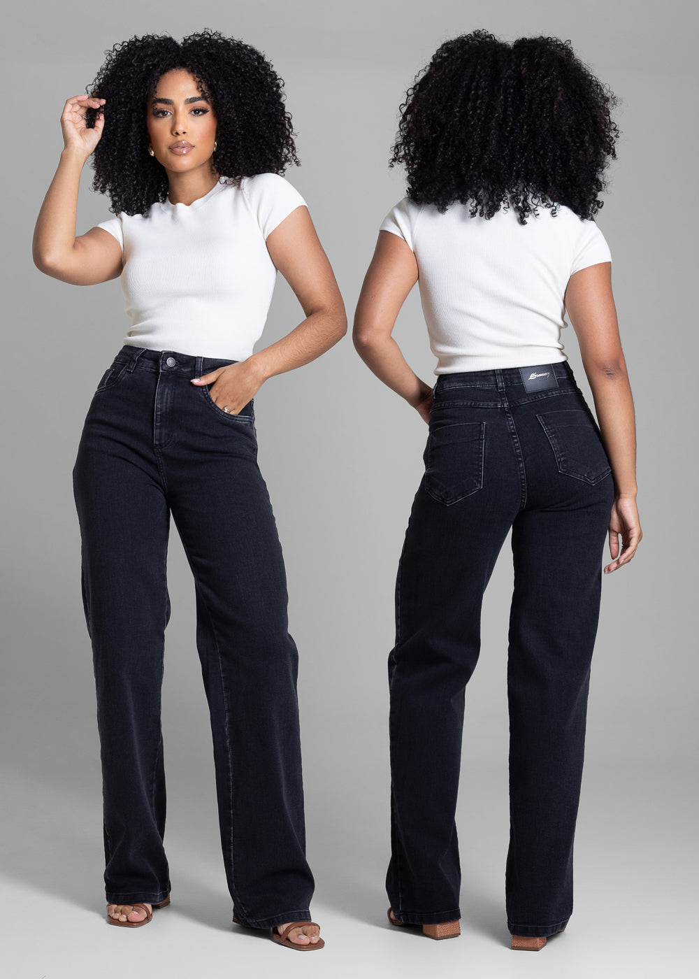 Calça Jeans Sawary Wide Leg - 282949 PRETO