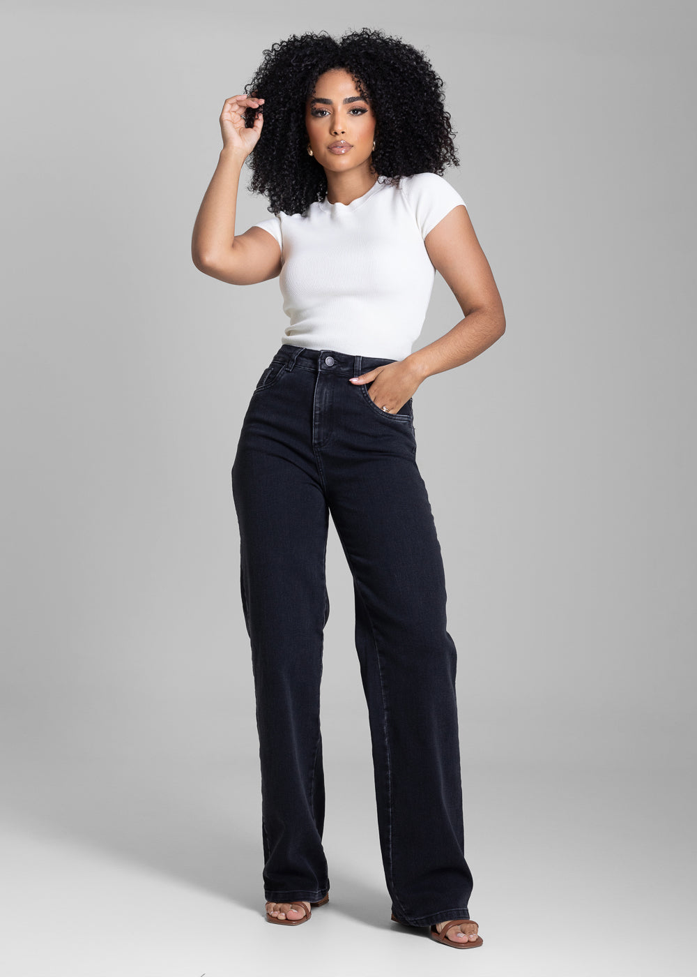 Calça Jeans Sawary Wide Leg - 282949 PRETO