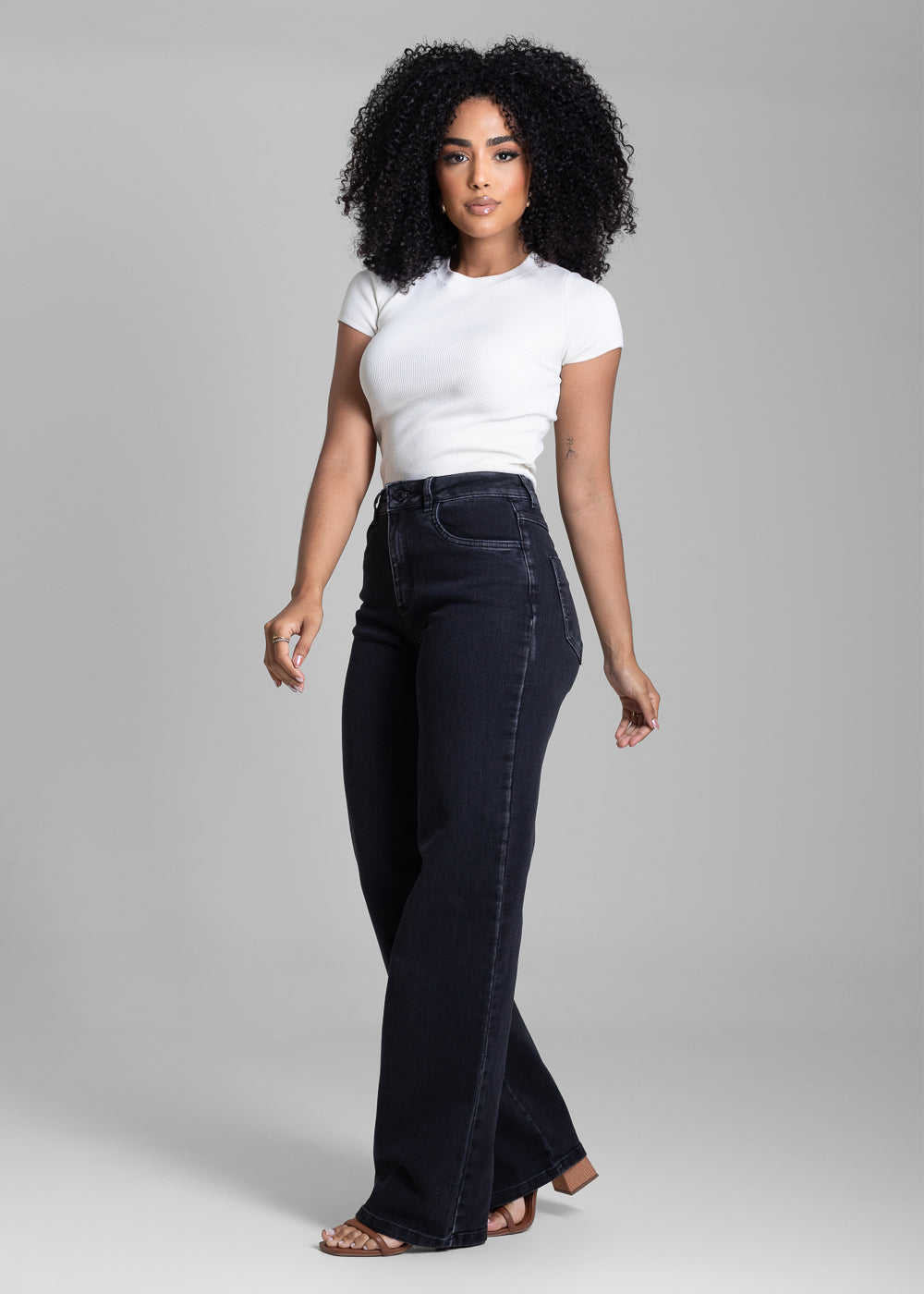 Calça Jeans Sawary Wide Leg - 282949 PRETO