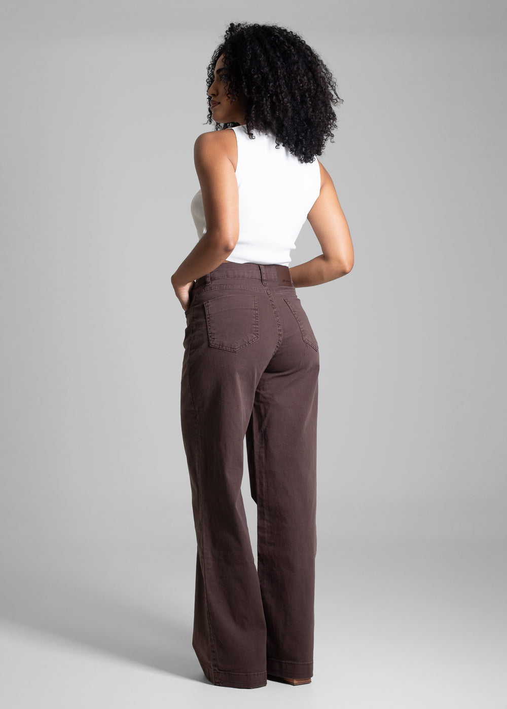 Calça Sarja Sawary Wide Leg - 282953 MARROM